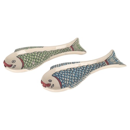 Plateau décoratif en céramique, motif poisson, lot de 2, idéal pour la maison, la cuisine, cadeau original, style bohème