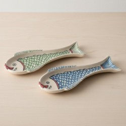 Plateau décoratif en céramique, motif poisson, lot de 2, idéal pour la maison, la cuisine, cadeau original, style bohème