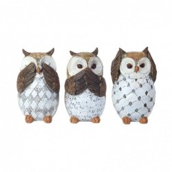 Owl 3 Different I Can't See No Hear No H comprend 3 unités Chiffres Collection rustique de hiboux