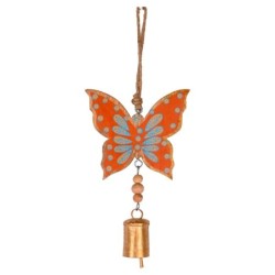 Cloche décorative en bois à suspendre avec papillon, décoration d'intérieur, style ethnique, idéal comme cadeau.