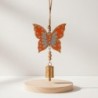 Cloche décorative en bois à suspendre avec papillon, décoration d'intérieur, style ethnique, idéal comme cadeau.