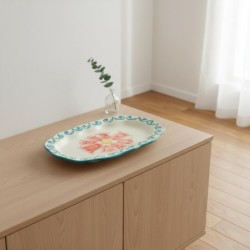 Plateau décoratif bohème en céramique, style moderne et élégant, idéal pour la salle à manger, la cuisine et le salon.