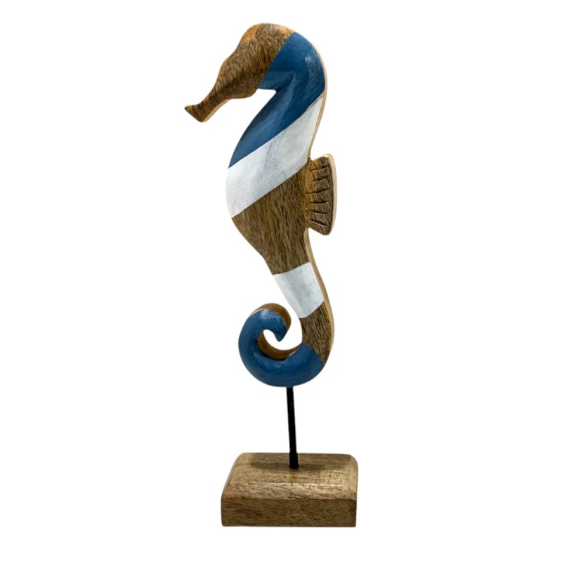 Hippocampe bleu, décoration nautique, figurine en bois, décoration nautique pour la maison, le bureau, cadeau original