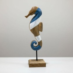 Hippocampe bleu, décoration nautique, figurine en bois, décoration nautique pour la maison, le bureau, cadeau original