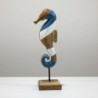 Hippocampe bleu, décoration nautique, figurine en bois, décoration nautique pour la maison, le bureau, cadeau original