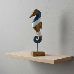 Hippocampe bleu, décoration nautique, figurine en bois, décoration nautique pour la maison, le bureau, cadeau original