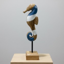 Figurine décorative hippocampe bleu pour la maison - Design nautique, idéale pour la décoration nautique et les objets