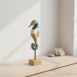 Figurine décorative hippocampe bleu pour la maison - Design nautique, idéale pour la décoration nautique et les objets