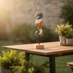Figurine décorative hippocampe bleu pour la maison - Design nautique, idéale pour la décoration nautique et les objets