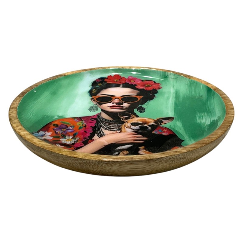 Assiette décorative représentant une femme en fleurs, design artistique pour cuisine et salle à manger, idéale pour