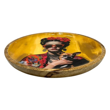 Assiette décorative Femme avec fleurs, idéale pour offrir, design élégant et polyvalent pour la décoration intérieure.