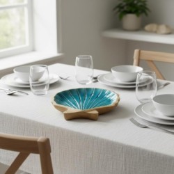 Grand plateau décoratif en coquillages pour la cuisine, organiseur polyvalent, idéal pour une décoration nautique,