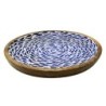 Assiette décorative bleue motif poisson pour cuisine et salle à manger, idéale pour une décoration nautique, en bois durable.