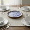 Assiette décorative bleue motif poisson pour cuisine et salle à manger, idéale pour une décoration nautique, en bois durable.