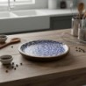 Assiette décorative bleue motif poisson pour cuisine et salle à manger, idéale pour une décoration nautique, en bois durable.