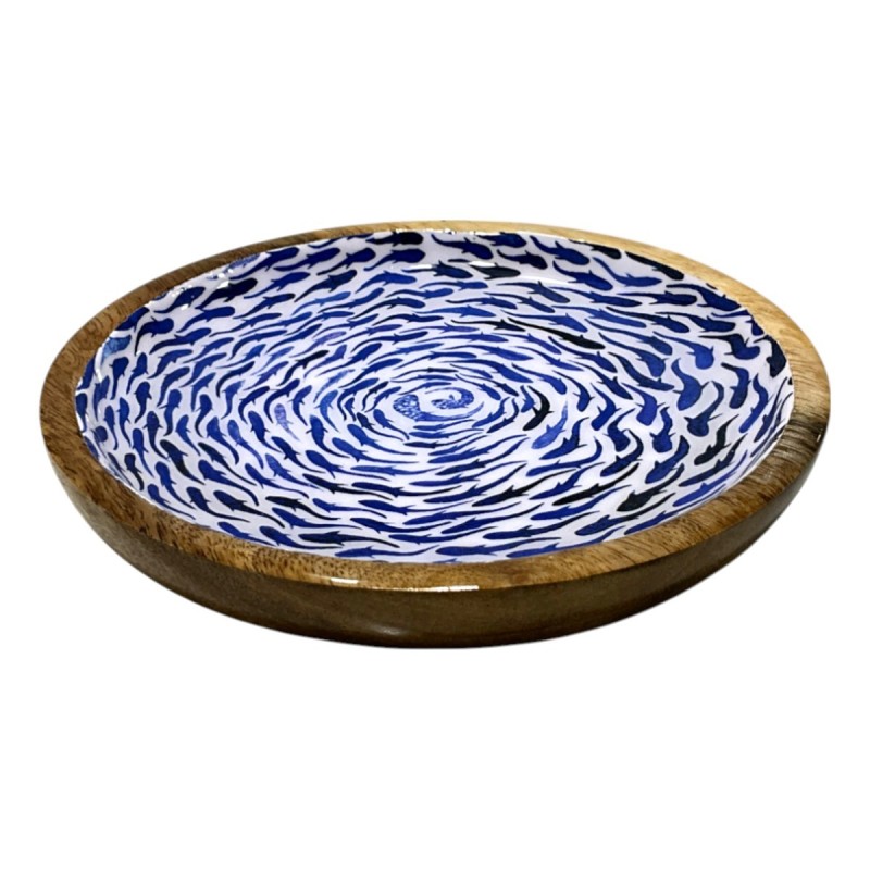 Assiette à poisson décorative en bois, idéale pour la cuisine, design marin, résistante et légère, décoration nautique.