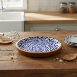 Assiette à poisson décorative en bois, idéale pour la cuisine, design marin, résistante et légère, décoration nautique.