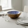 Aquarium décoratif en bois de manguier, idéal pour la cuisine, style marin, accessoire de décoration, bleu