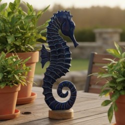 Figurine décorative hippocampe bleu, style marin, décoration nautique pour la maison, le bureau, cadeau original.