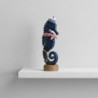 Figurine décorative hippocampe bleu pour la maison, style marin, ornement en bois, idéal pour une décoration nautique.