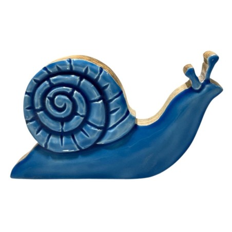 Figurine décorative en bois bleu représentant un escargot, style marin, idéale pour la décoration intérieure, cadeau