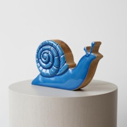 Figurine décorative en bois bleu représentant un escargot, style marin, idéale pour la décoration intérieure, cadeau