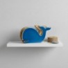Porte-serviettes décoratif en forme de baleine, design nautique, en bois, idéal pour la cuisine et la salle à manger.