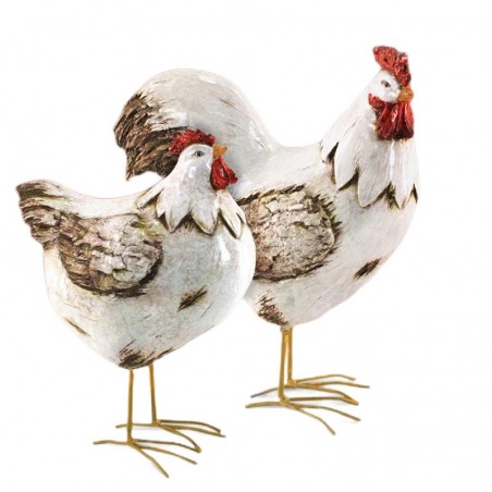 La figurine décorative de poulet comprend 2 unités de figurines d'animaux de la collection rustique