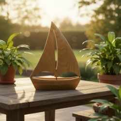 Maquette de bateau décorative en bois, faite main, au design nautique, idéale pour la décoration intérieure, idéale