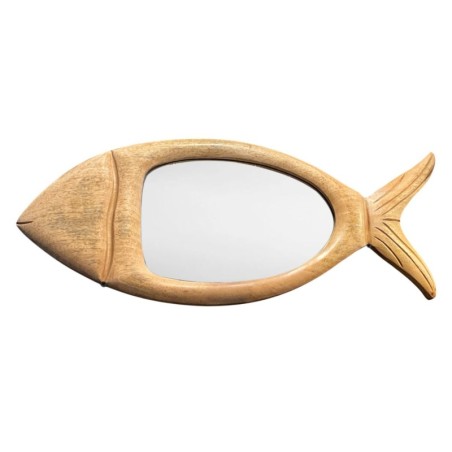 Miroir décoratif en bois de manguier, motif poisson, design unique pour la décoration intérieure, idéal pour le salon,