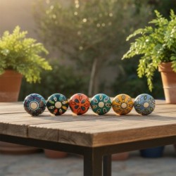 Lot de 6 bouchons à vin décoratifs, multicolores, idéals pour offrir, réutilisables, en céramique.
