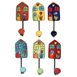 Porte-manteau mural avec crochet décoratif en céramique - Design ethnique pour suspendre vêtements et accessoires