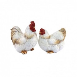 Petite figurine de coq et de poule comprend 2 unités de figurines d'animaux collection rustique