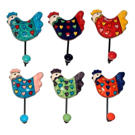 Porte-manteau mural en forme de poule avec bouton, décoration d'intérieur en céramique, crochet multifonction, décoration