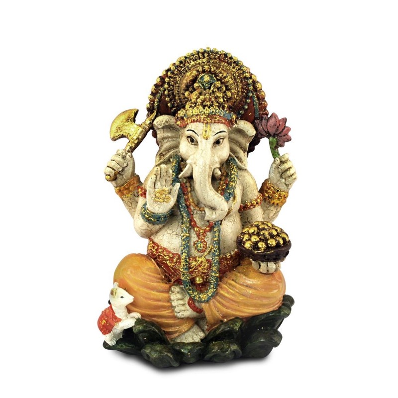 Figurines décoratives | Figurine Dieu Ganesha en résine 16 x 9 x 10 cm | Couleur blanche