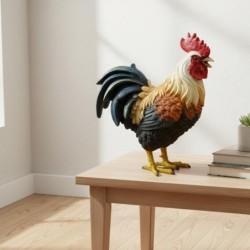 Figurine décorative rustique en forme de coq pour la maison - Décoration animalière en résine - Style campagnard -