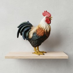 Figurine décorative rustique en forme de coq pour la maison - Décoration animalière en résine - Style campagnard -