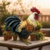 Figurine décorative rustique en forme de coq pour la maison - Décoration animalière en résine - Style campagnard -