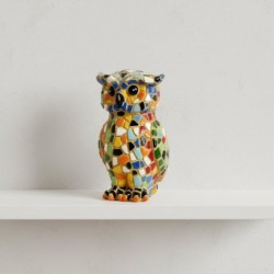 Figurine de hibou en résine, design multicolore, idéale pour la décoration intérieure, cadeau original et élégant.