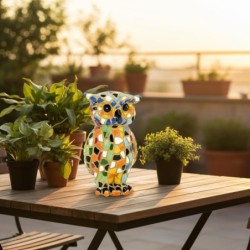 Figurine de hibou en résine, design multicolore, idéale pour la décoration intérieure, cadeau original et élégant.