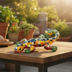 Figurine Lézard Décorative Pop Art - Sculpture en Résine Multicolore pour Maison, Bureau, Cadeau Original