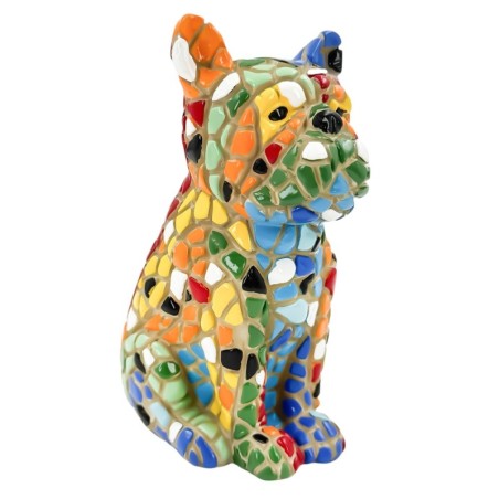 Figurine décorative chien Pop Art, résine multicolore, idéale pour la maison et le bureau, cadeau original et moderne.