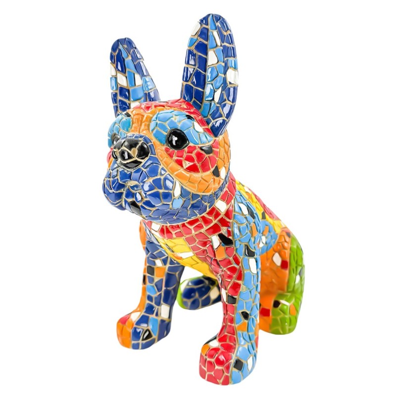 Figurine de chien en résine, design Pop Art, statuette d'intérieur multicolore, cadeau moderne et original