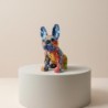 Figurine de chien en résine, design Pop Art, statuette d'intérieur multicolore, cadeau moderne et original