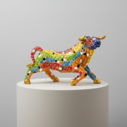 Figurine décorative Taureau Pop Art - Design coloré et moderne pour la décoration intérieure - Idéale comme cadeau