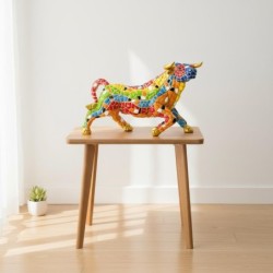 Figurine décorative Taureau Pop Art - Design coloré et moderne pour la décoration intérieure - Idéale comme cadeau