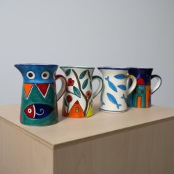 Pot à lait décoratif en céramique, motif lavande et olive, idéal pour la cuisine et la salle à manger, cadeau idéal