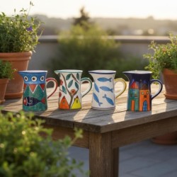 Pot à lait décoratif en céramique, motif lavande et olive, idéal pour la cuisine et la salle à manger, cadeau idéal