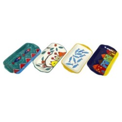 Assiettes décoratives en céramique faites main, lot de 4, motif lavande et olive, idéales pour la table et la décoration