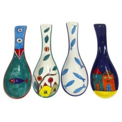 Repose-cuillère en céramique, porte-ustensiles de cuisine, lot de 4, design élégant, idéal pour cuisiner.